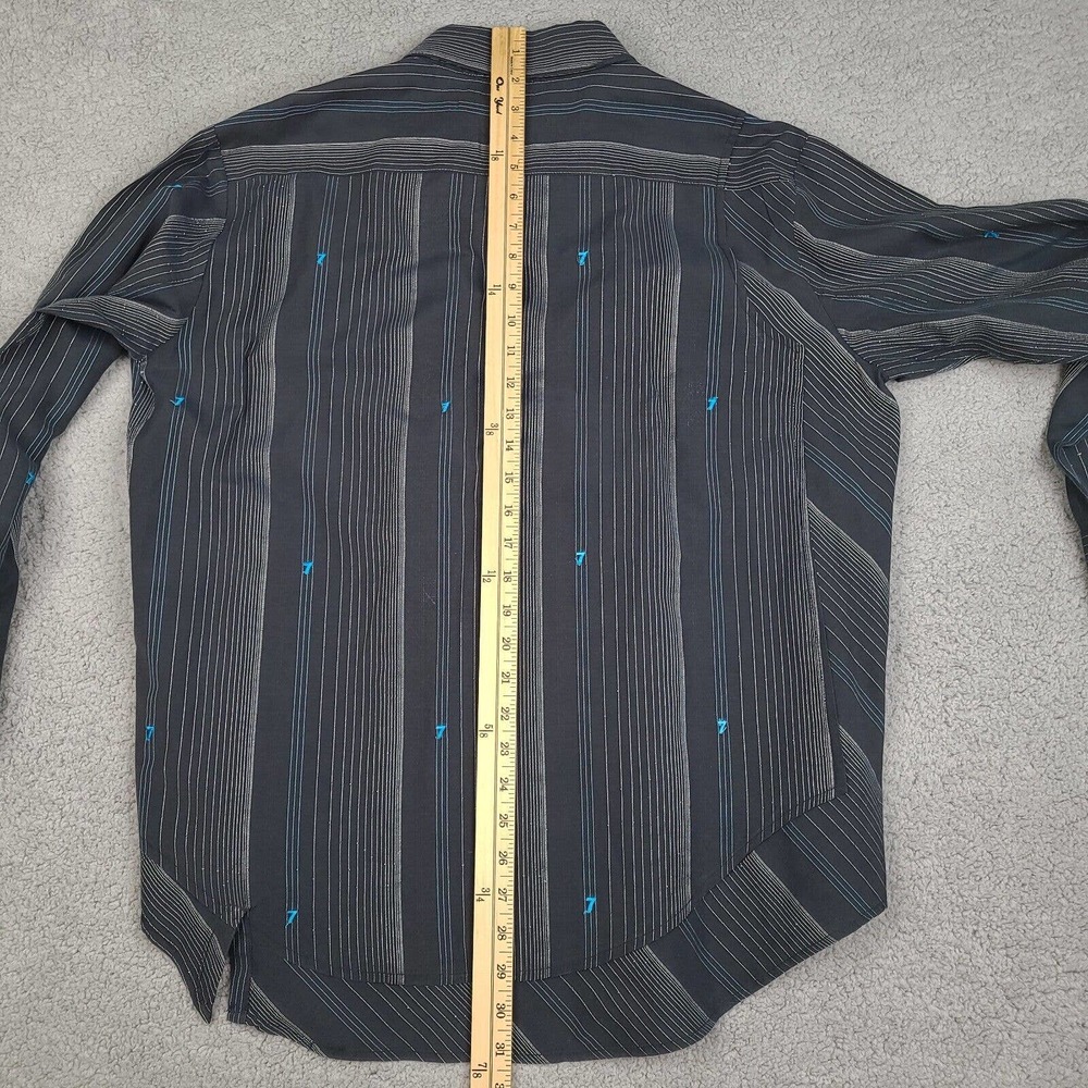 Red Button Seven 7 Shirt Mens Large Black Long Sleeve Button Down 7's Embroidery - Picture 12 of 12